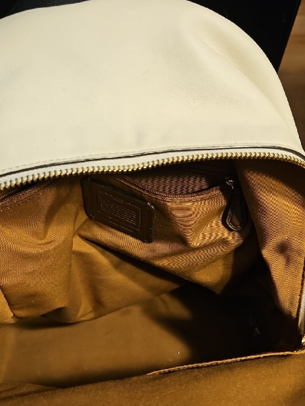COACH Beige and Gold Signature Backpack - Picture 3 of 9